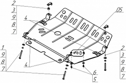 Защита картера двигателя, КПП. 2 мм, Сталь. для Lexus RX 350 2003-2009, Motodor.05005