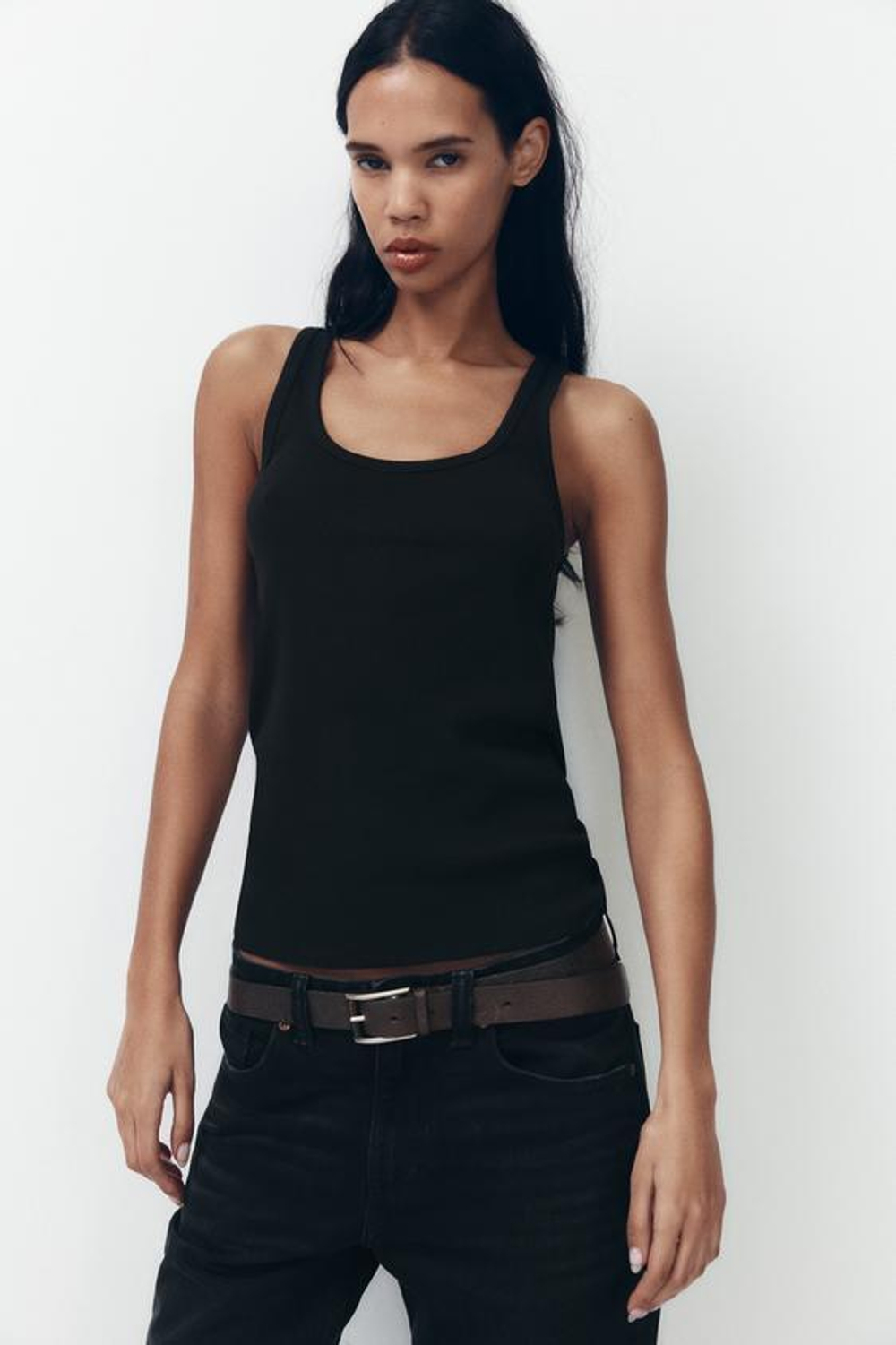 ZARA ДЖИНСЫ TRF WIDE LEG FULL LENGTH СО СРЕДНЕЙ ПОСАДКОЙ, ЧЕРНЫЙ