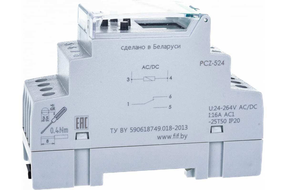 Реле времени астрономическое PCZ-524 24-264В AC/DC 16А 1 переключ. контакт IP20 1 канал