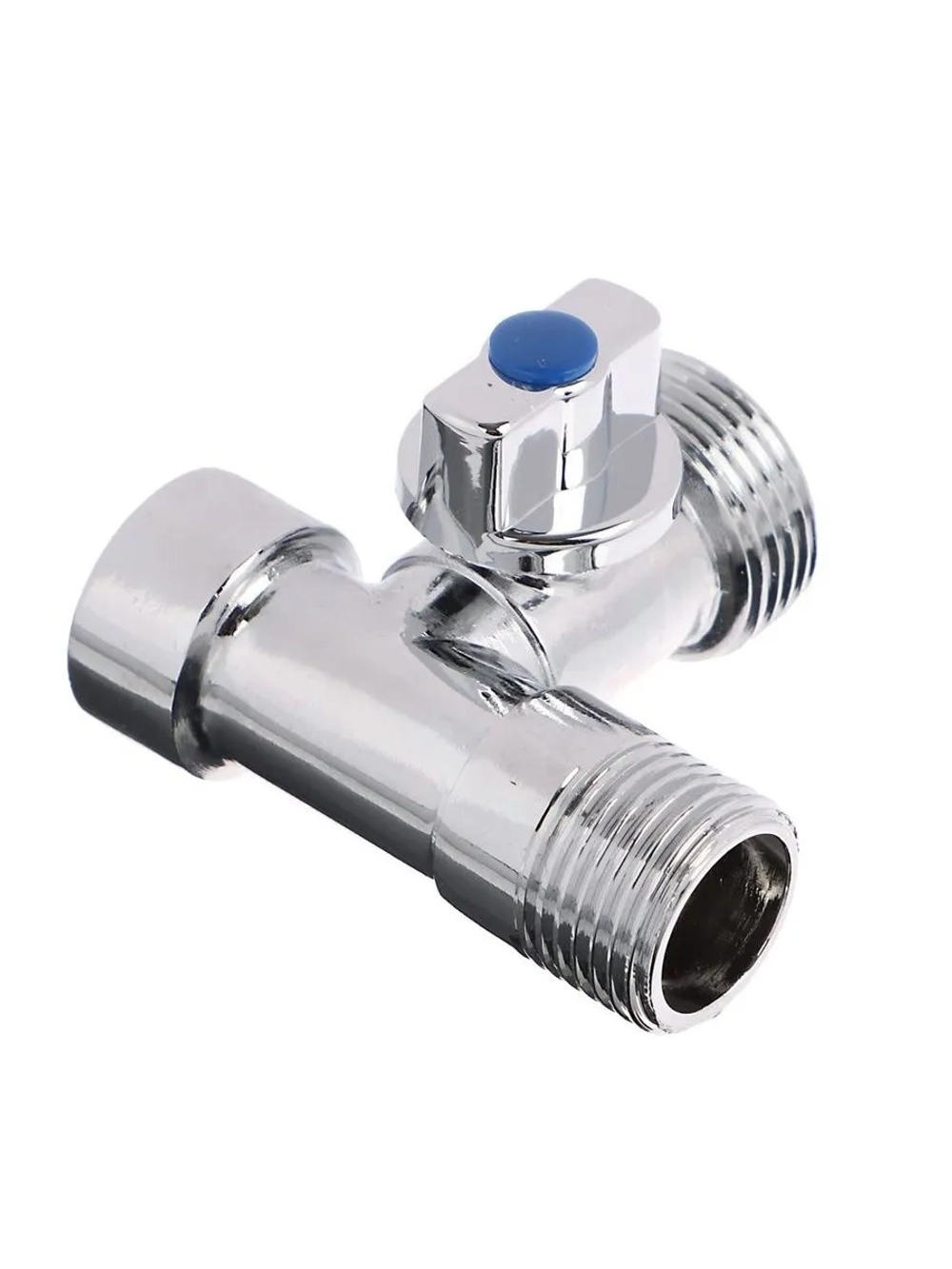 Кран шаровой угловой трехпроходной FRESSO, 1/2"х3/4"х1/2", ВР-НР-НР, хром