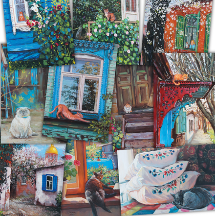 Кошки и окошки. 10 открыток