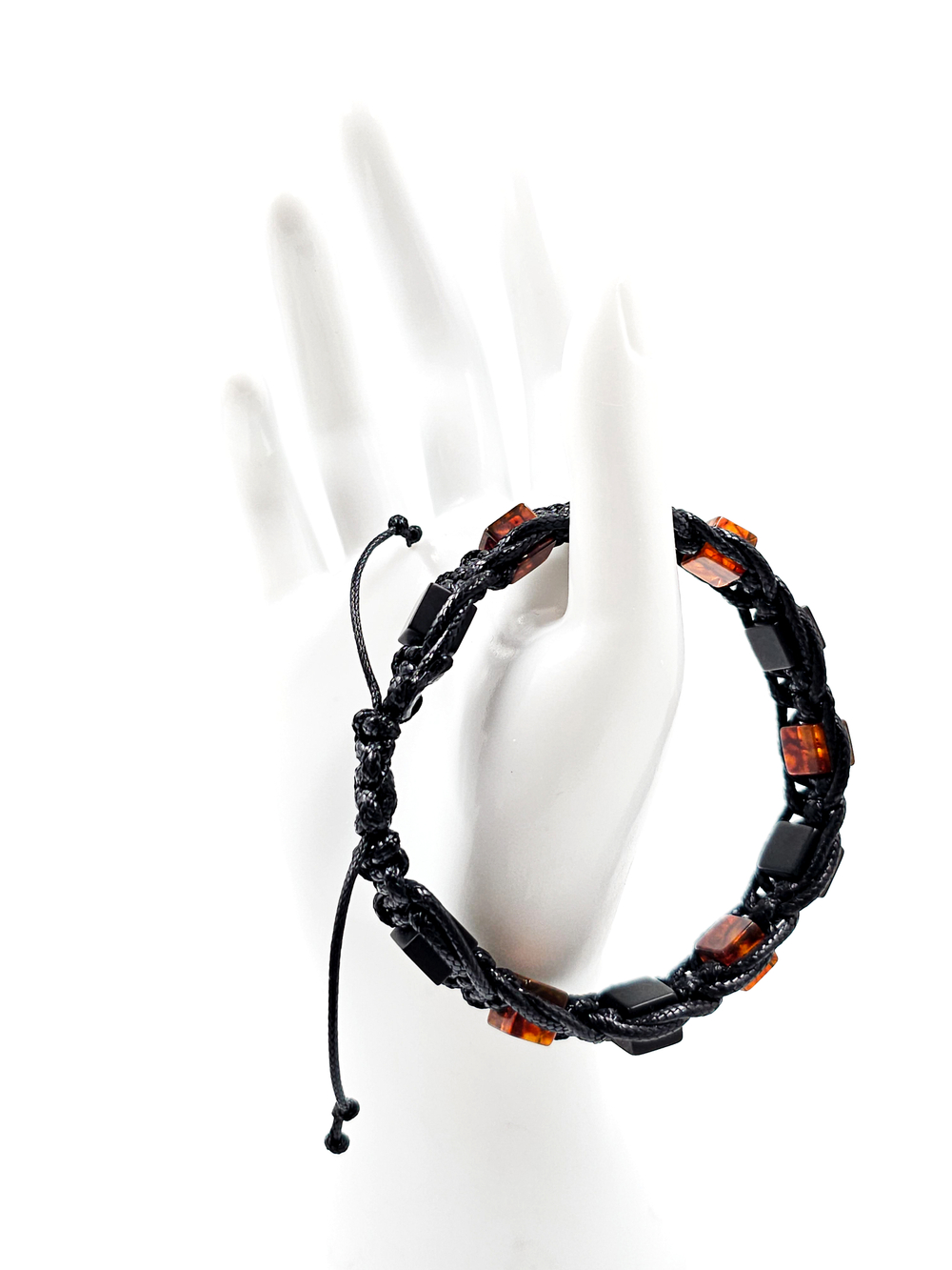 Мужской браслет на руку из янтаря. Браслет из формованного янтаря