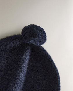ZARA HOME ДЕТСКАЯ ШАПКА ИЗ КАШЕМИРА С ПОМПОНОМ, СИНИЙ