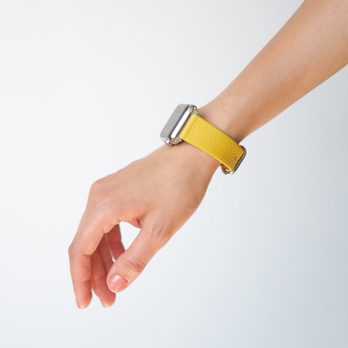 Ремешок для Apple Watch 40/41/42 mm из кожи теленка, желтого цвета