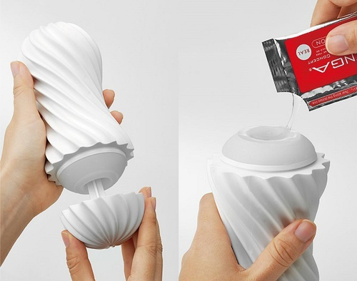 Мастурбатор 17см с мягким рельефом Tenga Flex Silky White FLX-001