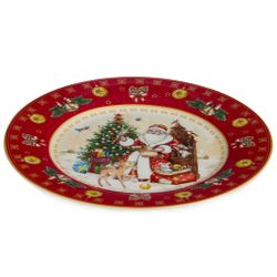 ТАРЕЛКА ЗАКУСОЧНАЯ LEFARD "ДЕД МОРОЗ" 20,5 СМ КРАСНАЯ (КОР=18ШТ.)