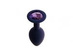 Анальная пробка с фиолетовым кристаллом Gamma, цвет черничный, большая