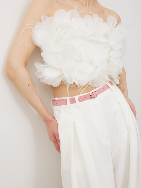 БАЗОВЫЙ ТОНКИЙ РЕМЕНЬ С МЯТОЙ ПРЯЖКОЙ ЗАМША ПУДРОВЫЙ РОЗОВЫЙ