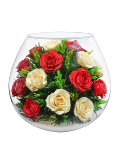 натуральные цветы в стекле, вакуум 01.04