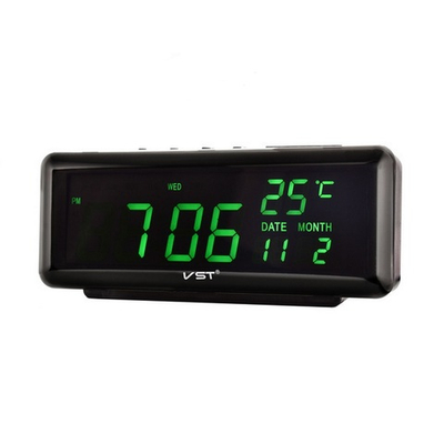 Часы VST-762W C`/дата,USB питание, черный.