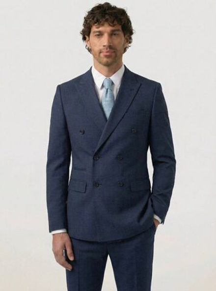 Мужской костюм двубортный (синий) А66