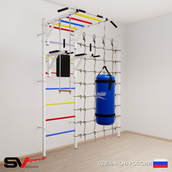 Шведская стенка Sv Sport 54310 (Турник рукоход/Брусья/Трапеция/Цепь/Мешок 15кг/Канатный лаз)