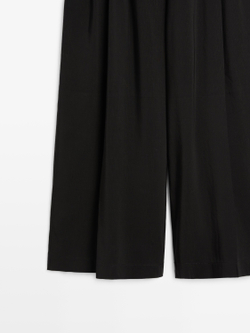 Massimo Dutti Свободные брюки из смесовой льняной ткани, черный