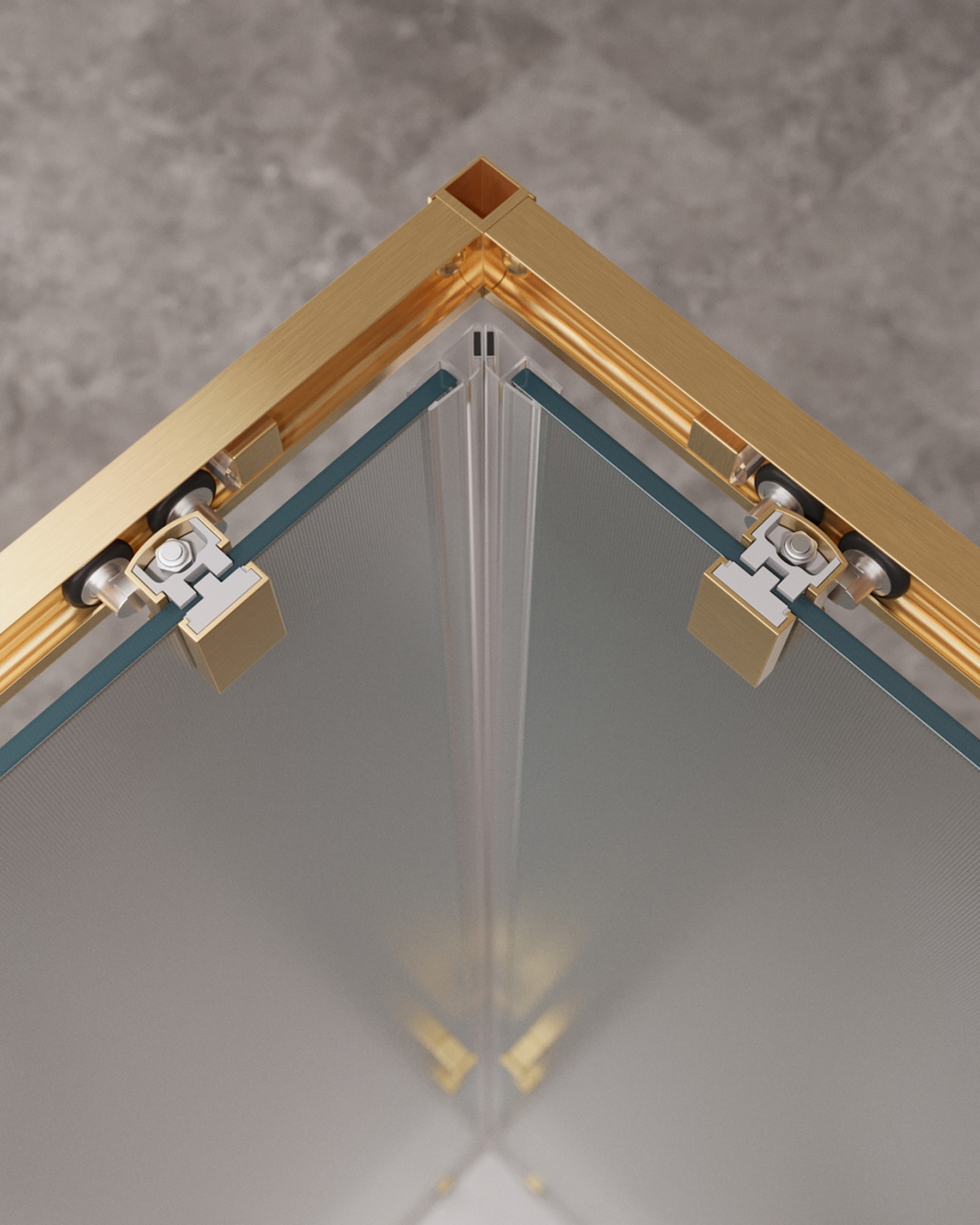 Душевой уголок Cezares MOLVENO-A-2-90-P-BORO, 90х90х195, профиль брашированное золото, стекло Punto