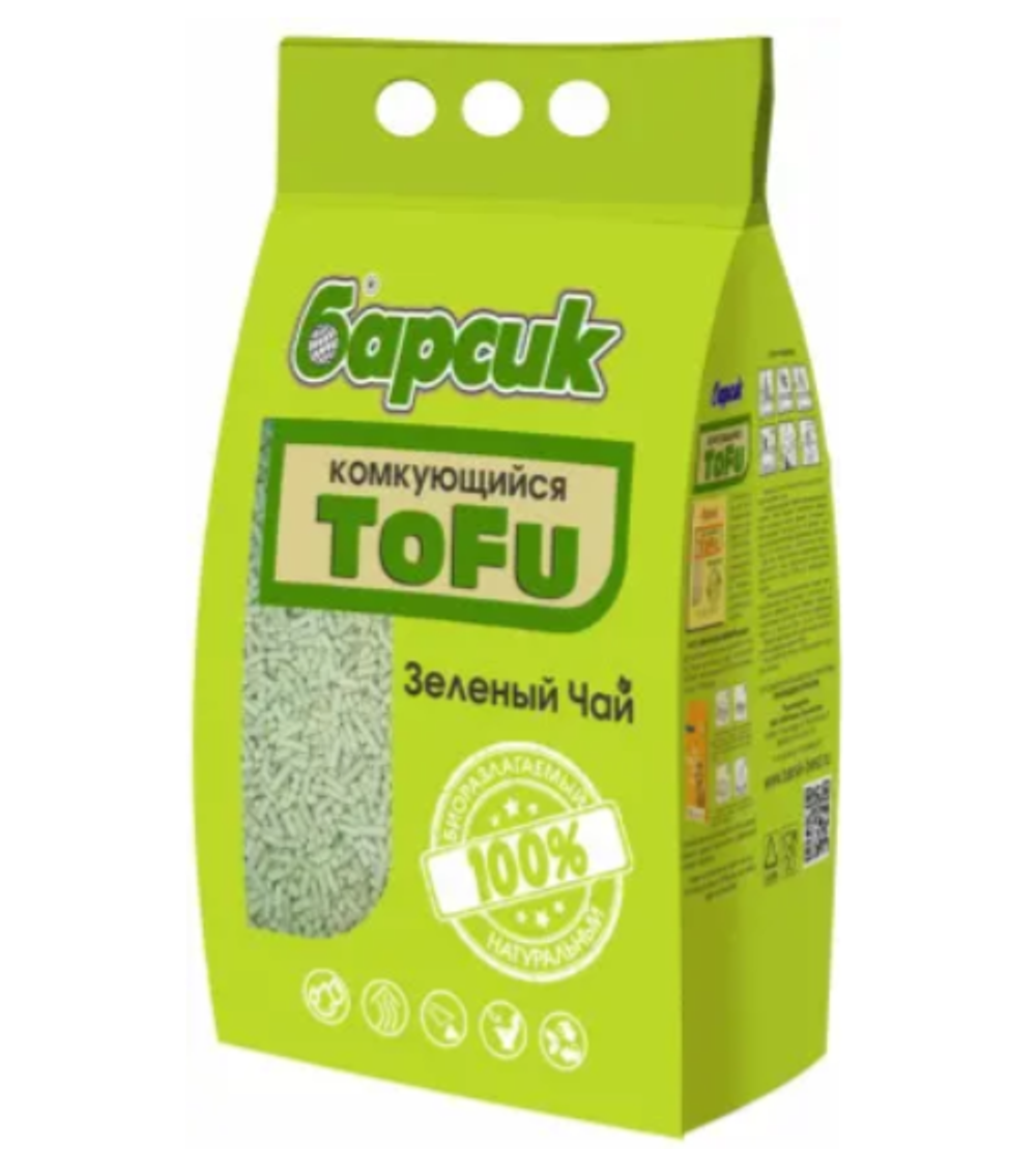 Барсик ToFu наполнитель комкующийся Зелёный чай - 4,54 л
