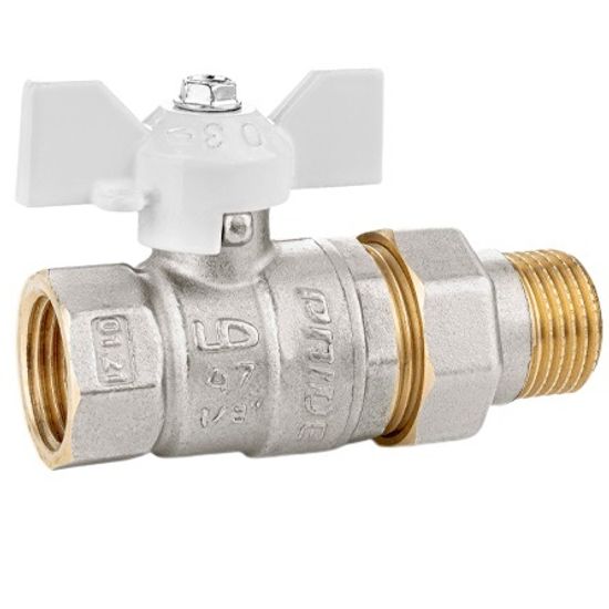 Кран шаровой LD Pride 1" с разъёмным соединением полнопроходной, белая бабочка (LD 47.306.25 W)