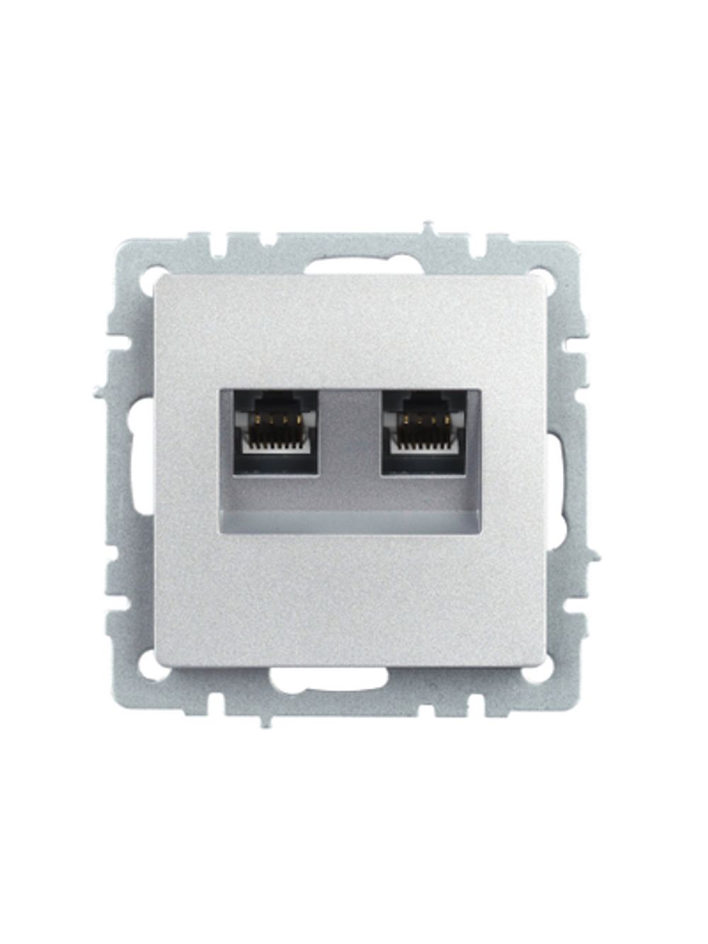 BRITE Розетка двойная RJ11+RJ45 кат.5E РК/Т12-БрА алюминий IEK