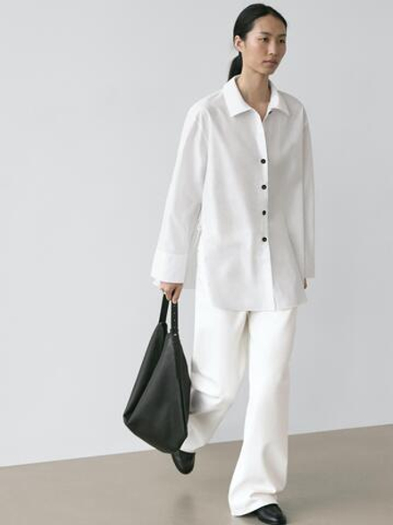 Massimo Dutti Рубашка с завязками, белый