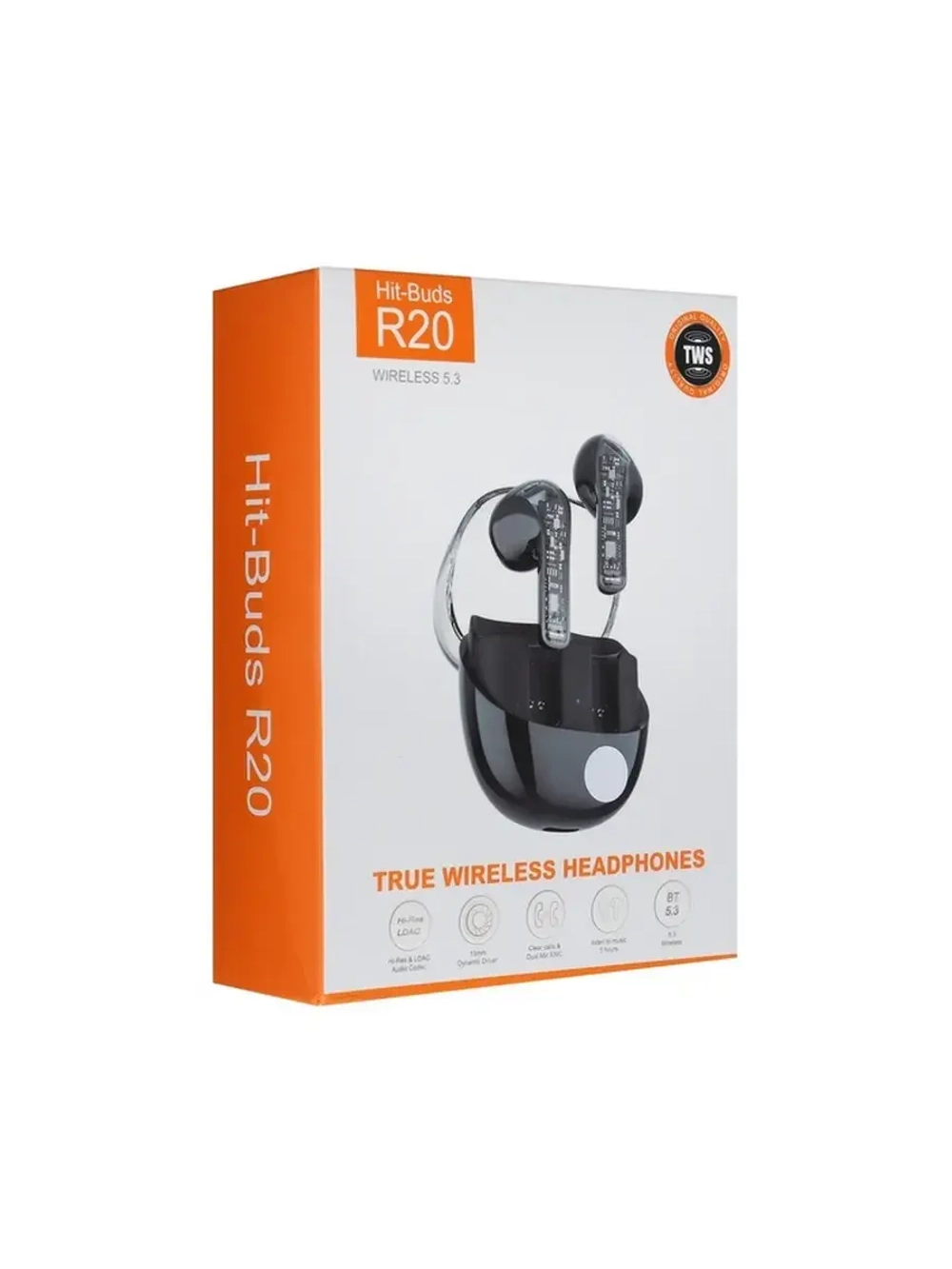 Наушники беспроводные R20, TWS, вкладыши, Bluetooth 5.3, 30/