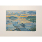 Постер с паспарту 40х50 см Репродукция с авторской картины маслом "Финляндия. Светает"