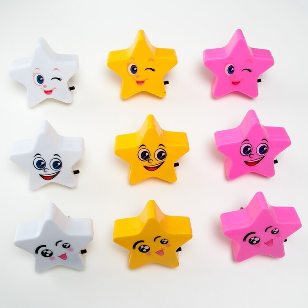 3000155 Ночник пластик LED "Звёздочка" МИКС 8х8х2,5 см