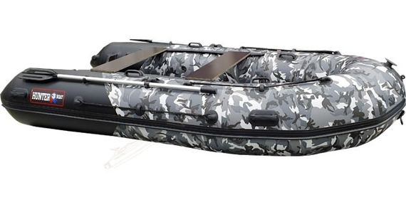 Надувная лодка Хантер 350 ПРО Камуфляж надувное дно
