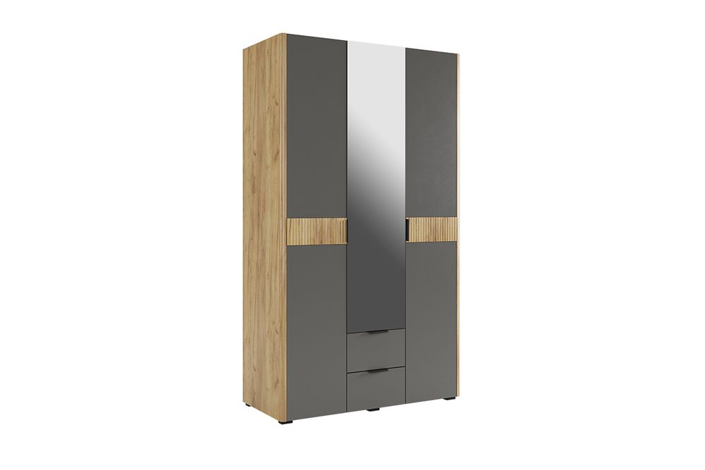 Шкаф трехдверный "Адам" с зерк (Дуб крафт золотой/Графит)