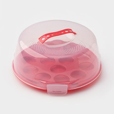 Тортовница с крышкой и съёмной подставкой для пирожных на 13 ячеек (Цвет: разноцветный)