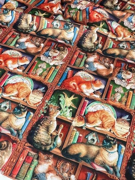 КНИЖНАЯ ПОЛКА, КОТЫ 2 отреза 3