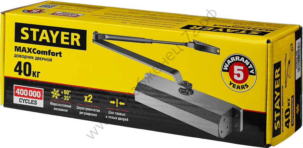 STAYER MAXComfort до 40 кг, коричневый серебро, дверной доводчик (37917-50)