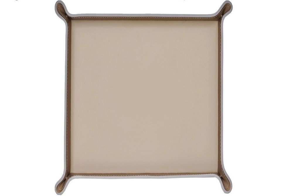 Фигурный лоток из бежевой кожи большой для перчаток