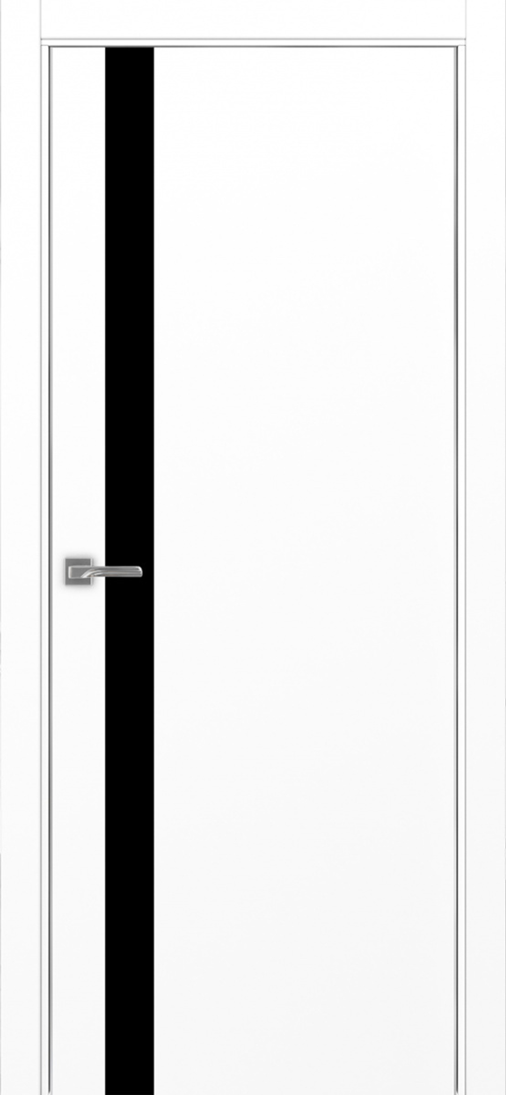 Межкомнатная дверь Optima Porte НЕАПОЛЬ 211 Чёрное стекло, Алюминиевая кромка SC (матовое серебро) с 2-х сторон