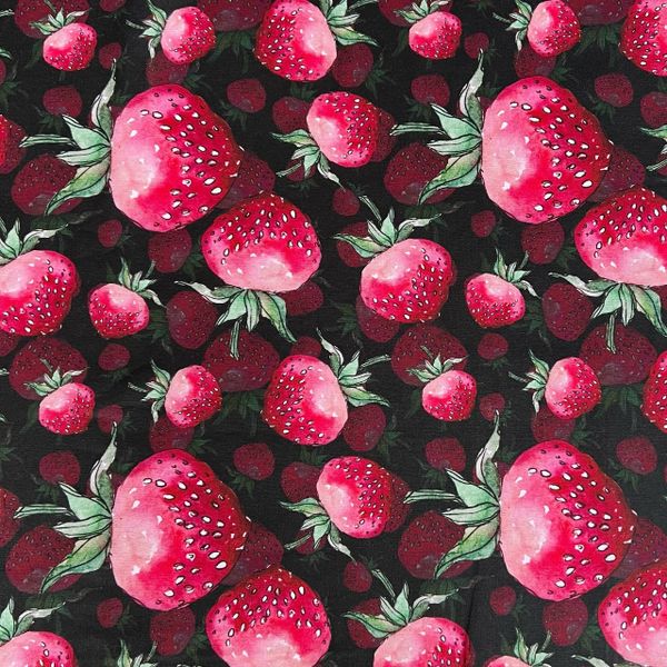 ПРЕДЗАКАЗ, КЛУБНИКА на темном фоне, хлопок Handmade Fabrics 1