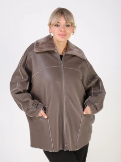 Дубленка зимняя натуральная оверсайз больших размеров