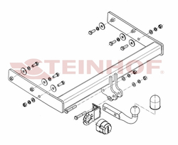 Фаркоп Steinhof V-119 для Volkswagen Transporter, Caravelle, Multivan T5 2003-2015, T6 2015- (паспорт и сертификат в комплекте)(без электрики)
