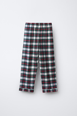 ZARA ФЛАНЕЛЕВАЯ ПИЖАМА В КЛЕТКУ, ЭКРЮ