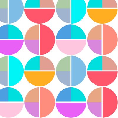 яркий неоновый разноцветный узор в горох