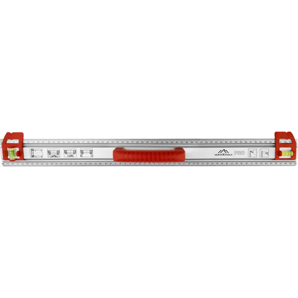 ЛИНЕЙКА РАЗМЕТОЧНАЯ VERTEXTOOLS PROFI 60см, РУЧКА-ABS, СКОЛЬЗЯЩИЕ БЛОКИ С КОЛБАМИ