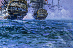 Плотников В. В. Взрыв линкора "Капудания". Холст, масло. 2023 г. Россия.