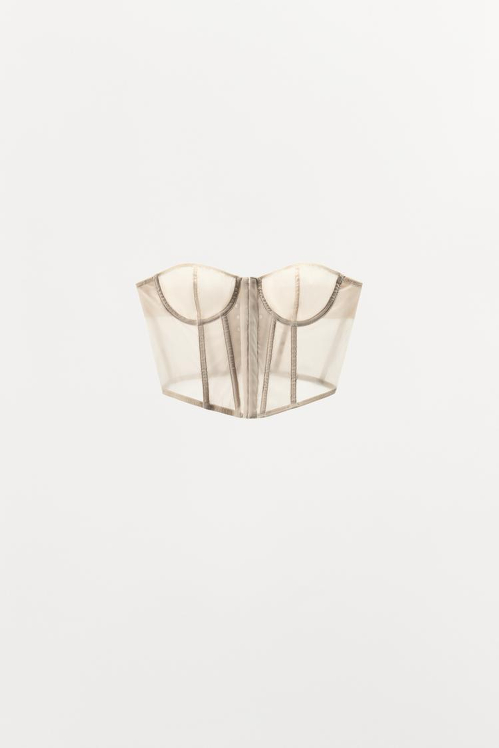 ZARA КОРСЕТ НА КОСТОЧКАХ СО ШНУРОВКОЙ, ЭКРЮ