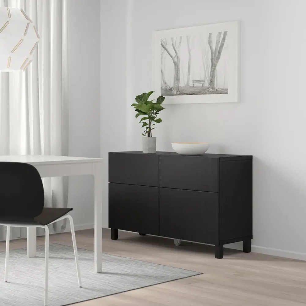 Комбинация для хранения - IKEA BESTÅ/BESTA, 120х42х74 см, черный матовый, БЕСТО ИКЕА