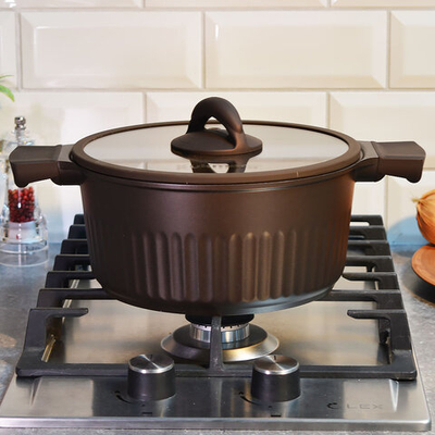 Кастрюля 3,2л Mokko Stella, а/пр литая со стеклянной крышкой