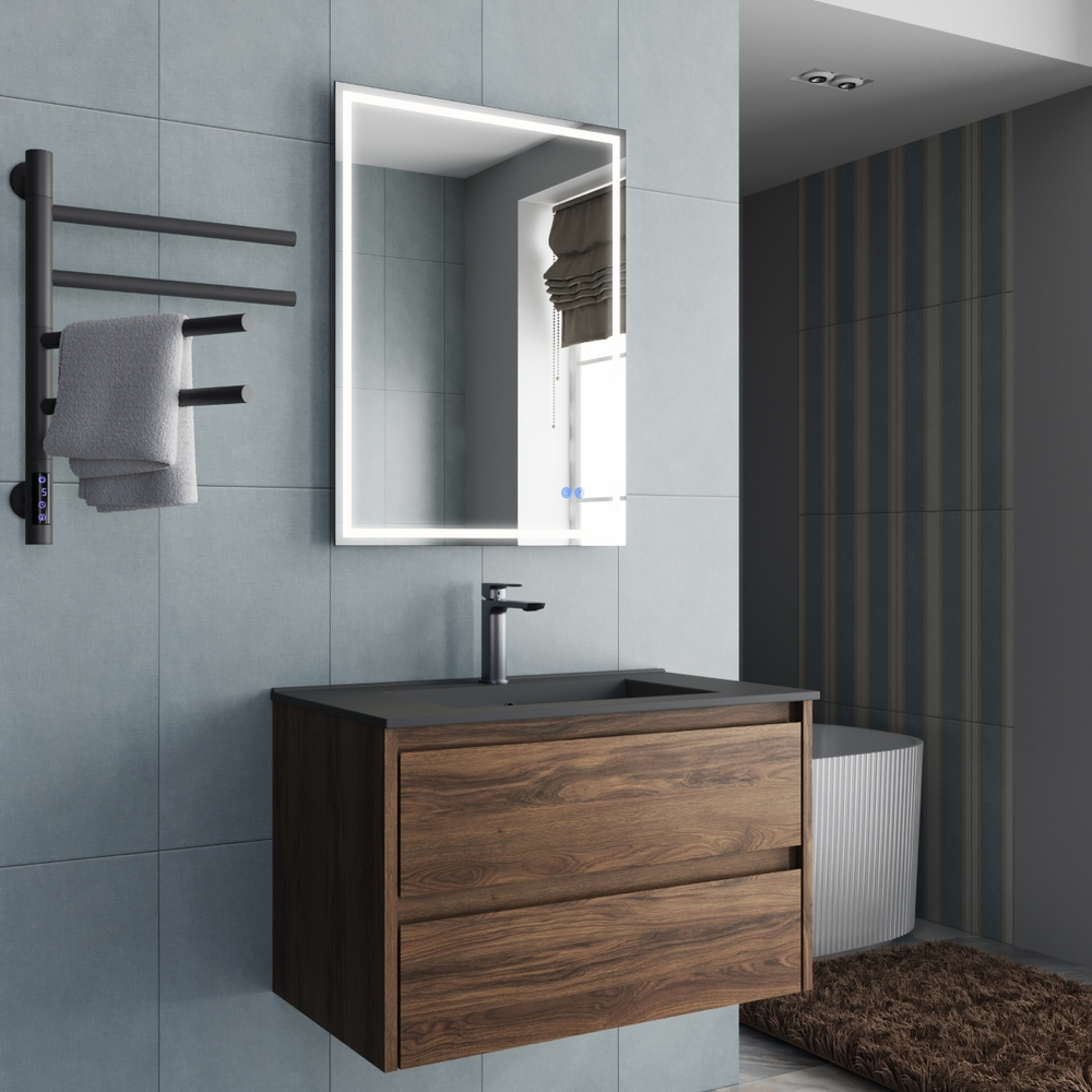 Тумба под раковину Vincea Gio 800 подвесная, 2 выкатных ящика soft-close, C.Oak