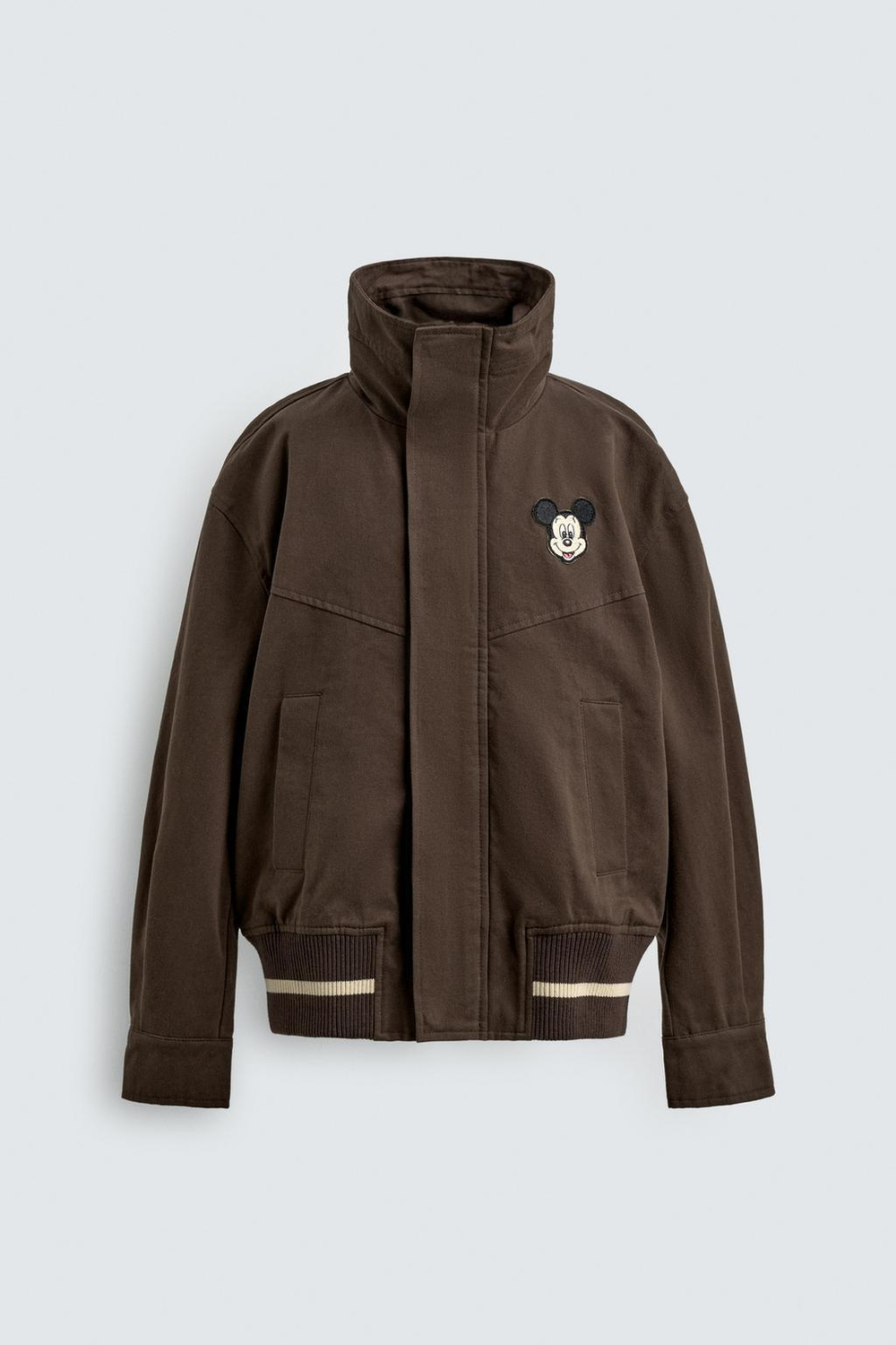 ZARA X DISNEY КУРТКА С НАШИВКОЙ MICKEY MOUSE, ШОКОЛАДНЫЙ