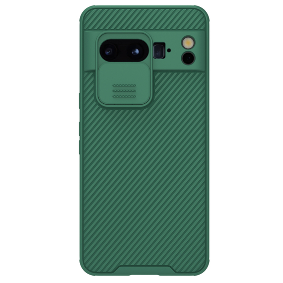 Чехол зеленого цвета (Deep Green) с защитной шторкой для камеры от Nillkin на Google Pixel 8 Pro, серия CamShield Pro Case