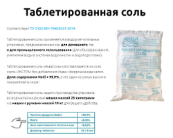 Таблетированная соль АКВАСОЛЬ 25 кг