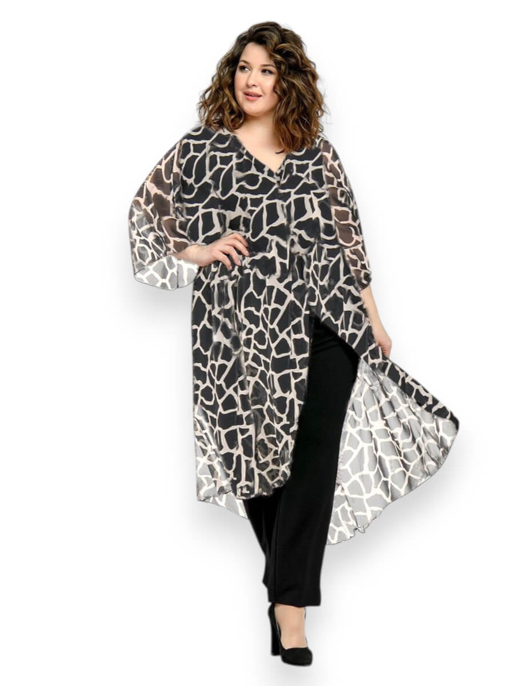 Удлиненная туника из шифона Сафари