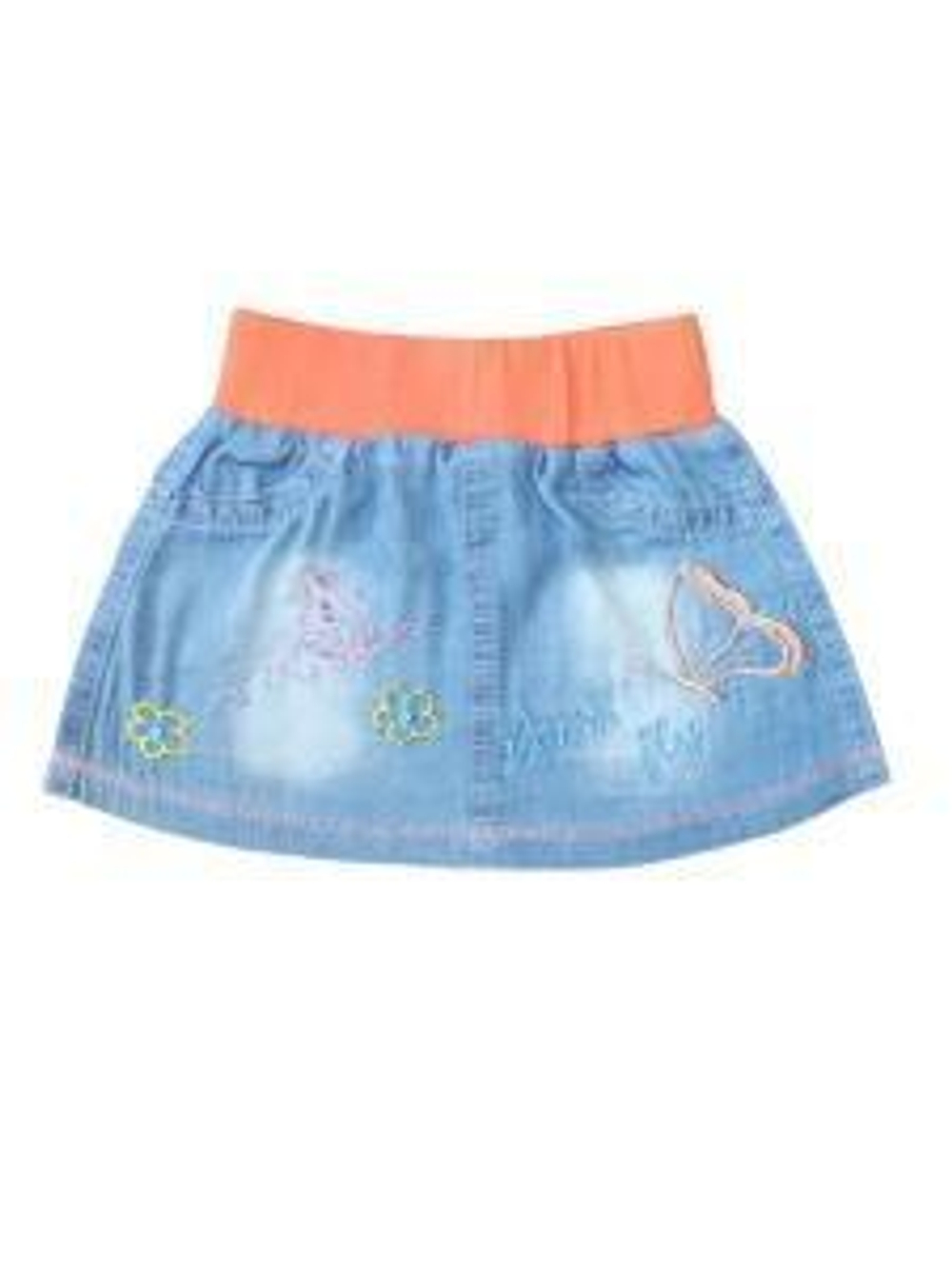 Юбка для девочки джинсовая 104 р-р голубой, пояс оранжевый (Bonito)