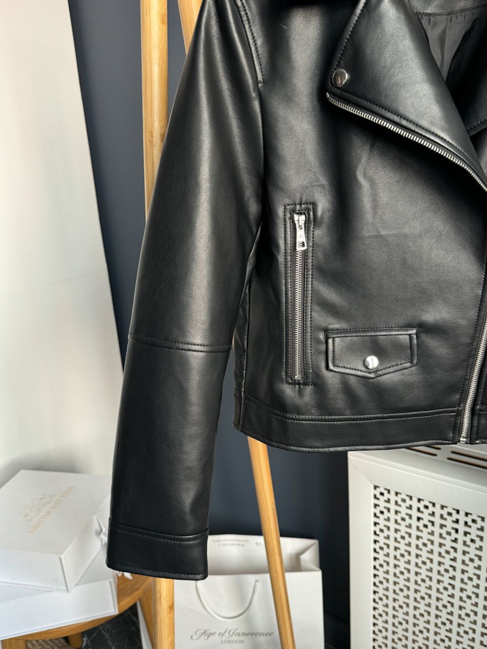 Новая куртка косуха из искусственной кожи Zara, 164