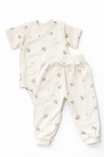 Боди кр.рукав и штанишки в рубчик, Цветы